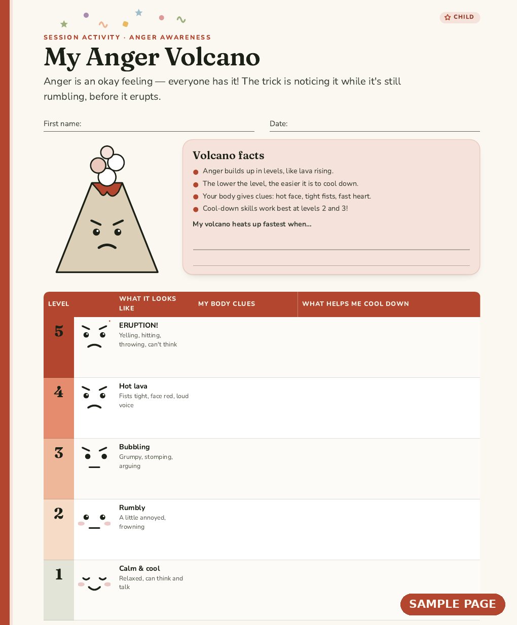 Sample page from Cool Down Crew: My Anger Volcano
