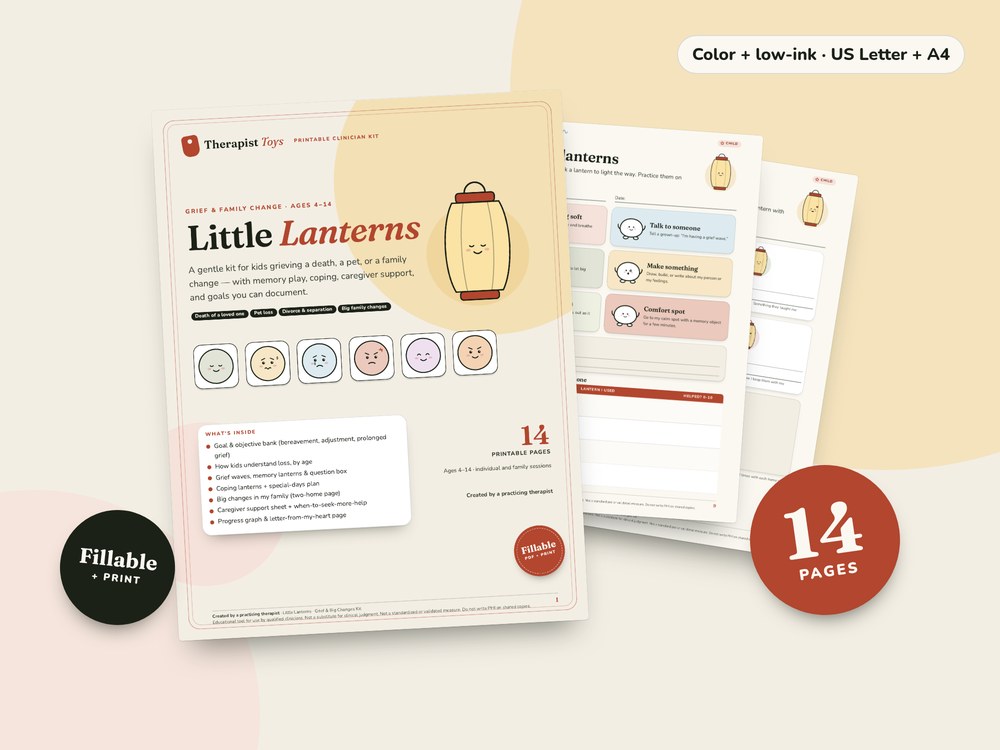 Little Lanterns — Grief & Big Changes Kit: printable PDF cover and sample pages