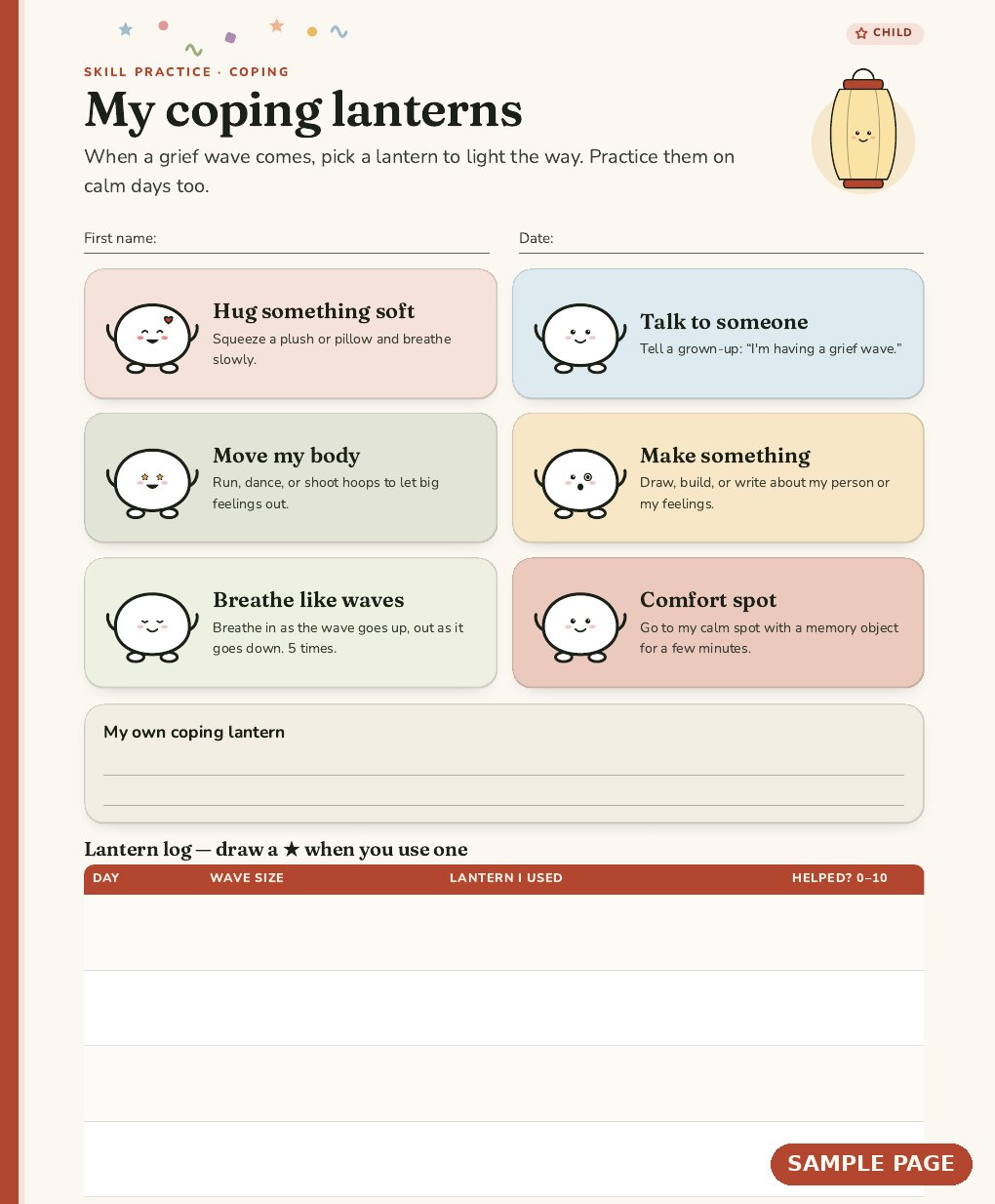 Sample page from Little Lanterns: My coping lanterns