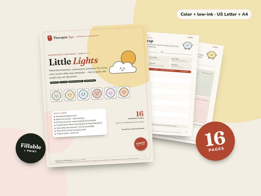 Little Lights — Child & Teen Mood Kit: printable PDF cover and sample pages
